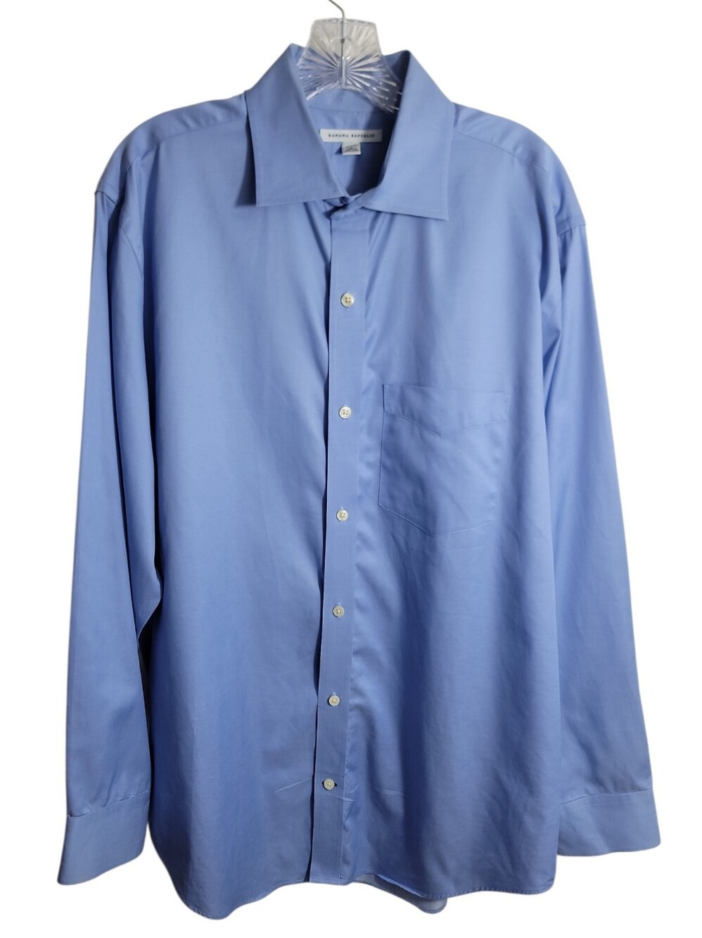 Banana Republic men's blue button down dress shirt size large neck 16-16 1/2 in